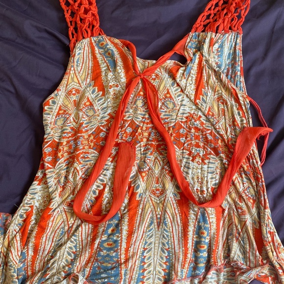 Free People Macrame Top Orange ASO Violet Harmon - Picture 3 of 3